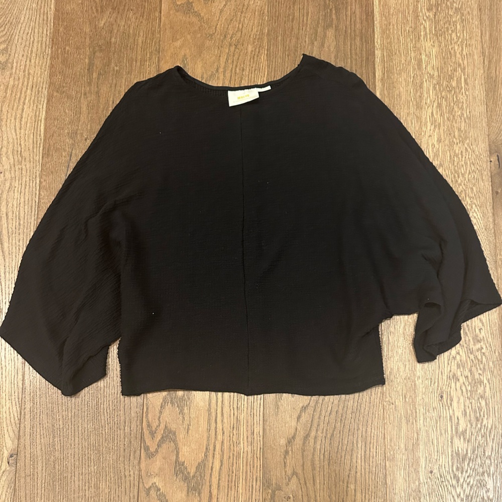 Maeve Claire Textured Knit Pullover Black Women's Top
